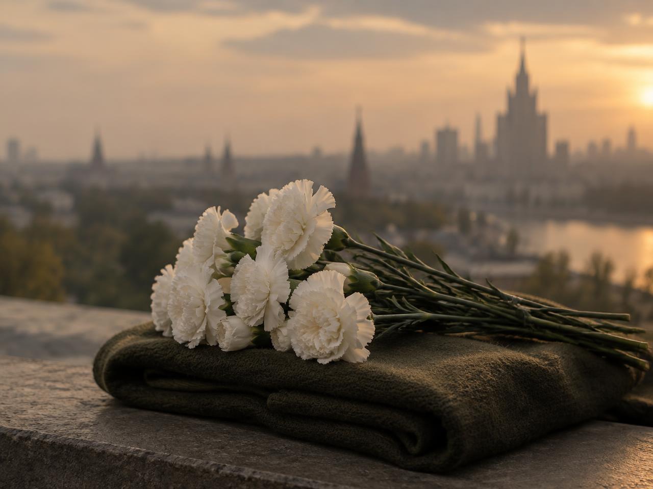 Белые гвоздики на сложенной ткани